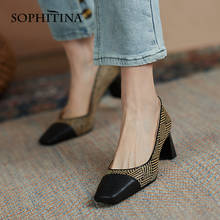 SOPHITINA-zapatos de tacón con tejido para mujer, calzado elegante de cuero Premium transpirable, hecho a mano, TPR, colores mezclados, MO881 2024 - compra barato