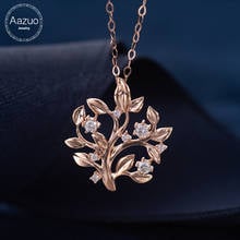 Aazuo-collar con colgante de árbol para mujer, cadena de doble eslabón, oro rosa de 18K 100%, diamantes reales, regalo de boda, Au750 2024 - compra barato