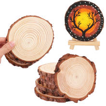 Piñones de madera redonda para adultos y niños, círculos con discos de tronco de corteza de árbol, Natural, artesanal, decoración de boda, 3-16cm 2024 - compra barato