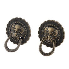 2pcs Lion Head Handles Antique Bronze Pulls Alloy Mini Knobs w/screw Wine Box Jewelry Chest Drawer Cabinet Decor Vintage 29x37mm 2024 - buy cheap