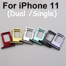 Dual / Single for iPhone 11 Sim Card Tray Micro SD Holder Slot Sim Card Tray with free Open Eject Pin Key Can print IMEI 2024 - buy cheap