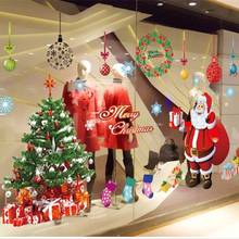 Рождественские украшения на улице 2021, наклейка на стену, новогодний декор комнаты, эстетичный Санта-Клаус, наклейка на окна магазина, Рождество 2024 - купить недорого