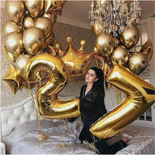 Globo de confeti dorado de Metal para adultos y niños, decoración de fiesta de cumpleaños, 40 pulgadas, número dorado, globo de helio, corona de boda 2024 - compra barato