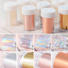 Rose Gold Laser Nail Foils Holographic Starry Sky Glitter Nail Stickers Decals DIY Nail Transfer Foils Decorations 4*100cm 2024 - buy cheap