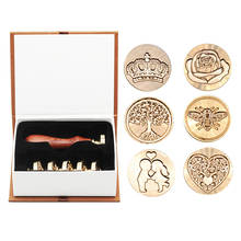 6pcs Metal Plant Stamp Set Handle Brass Sealing Wax Stamps Head Vintage Flower Rocket Wax Seal Copper Head For Scrapbooking 2024 - buy cheap