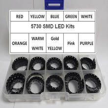 Kit de led diodo emissor de luz, 500 pçs, 5 cores x 100 pçs, smd 5730, 5630, 0.2w, verde, vermelho, branco, azul, amarelo 2024 - compre barato