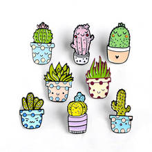 Cute Cactus Potted Plants Alloy Brooch Bag Clothes Backpack Lapel Enamel Pin Badges Cartoon Jewelry Gift For Friend Accessories 2024 - buy cheap