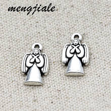 15 pçs antigo prata cor anjo encantos liga de metal religião pingente para diy jóias acessórios fazendo 19*10mm 2024 - compre barato