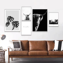 Highland Cow Posters And Prints Canvas Painting Art Cattle, Nordic Oxen Wall Picture For Living Room Scandinavian Yak Home Decor 2024 - buy cheap