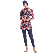 Bañador musulmán con estampado para mujer, traje de baño modesto de 3 piezas, burkini islámico, Hijab, ropa de baño de alta calidad, novedad de 2022 2024 - compra barato