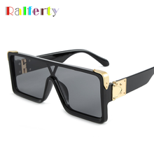 Ralferty-Gafas De Sol cuadradas y negras para hombre y mujer, anteojos De Sol unisex con marco superior plano, De una pieza, con UV400 2024 - compra barato