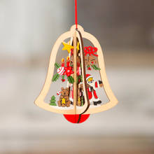 3D Hollow Out DIY Wooden Hanging Pendant Xmas Tree Bell Santa Claus Decorate For Home New Year Party Supplies 2024 - buy cheap