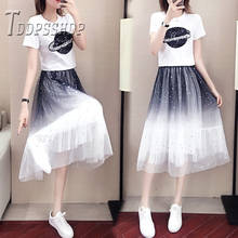 2019 Sequin Planet T Shirt And Starry Sky Skirt Women Sets Autumn Female Sets 2024 - buy cheap