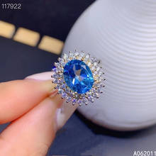 Anel de pedra preciosa natural topázio azul nobre, prata esterlina 925, suporte para teste 2024 - compre barato