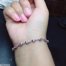 KJJEAXCMY Fine jewelry 925 Sterling Silver Detection Mosaic Natural Pink Sapphire Girl Bracelet Support 2024 - buy cheap