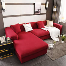 Capa protetora de sofá, jacquard, cor sólida, para sala de estar, sofá de canto, capa elástica de spandex, almofada de assento, toalha 2024 - compre barato