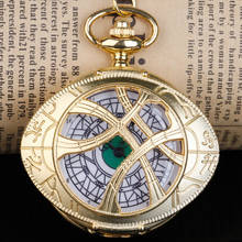 Reloj de bolsillo Steampunk para hombre y mujer, pulsera de cuarzo dorado único, cadena, collar de película, regalos 2024 - compra barato