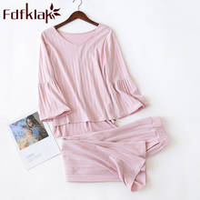 Fdfklak Cotton Sleepwear Long Sleeve Pink Pajamas For Women Pijama Femme Night Suit Spring Autumn Two Piece Pyjama Set 2024 - buy cheap