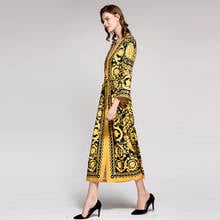 Leopard Vintage Runway Print 2021 Spring Fashion Full Sleeves Belt V Neck Ethnic Muslim Printed Slim Long Loose Dress 2024 - buy cheap