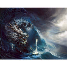 Poseidon dragão rei pintura animal por números pintados à mão pintura a óleo adulto criança imagem colorir decoração de casa presente exclusivo 2024 - compre barato