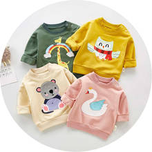 Camiseta de algodão para bebês com estampa de animais, roupas para meninos e meninas, camiseta casual de manga comprida para crianças 2024 - compre barato