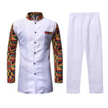 2pieces Clothing Set Man Stand Collar Full Sleeve Shirt with Trousers African Style Dashiki Clothing Set Hip Hop Street Wear 2024 - buy cheap
