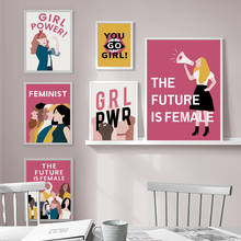 Pintura en lienzo de arte de pared feminista para mujer, carteles nórdicos e impresiones, imágenes de pared para decoración de sala de estar 2024 - compra barato