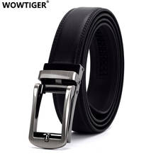 WOWTIGER-Cinturón de cuero de vaca auténtico para hombre, hebilla automática de trinquete de alta calidad, color negro, ancho de 3,0 cm 2024 - compra barato