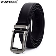 Wowtiger alta qualidade catraca fivela automática preto genuíno real couro de vaca cintos para masculino cinta cinto masculino width3.0 cm 2024 - compre barato