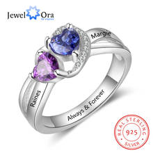 JewelOra 925 Sterling Silver Personalized Engagement Ring with Heart Birthstone Custom Engraved Name Anniversary Rings for Women 2024 - buy cheap