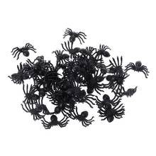 50Pcs Small Black Plastic Fake Spider Toys Funny Joke Prank Props Halloween Decor Indoor Outdoor 2024 - buy cheap