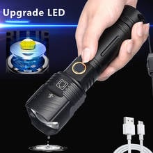 Linterna LED táctica recargable por USB, 5000MAH, 8000 lúmenes, la luz LED más potente, enfoque ajustable, Zoom 2024 - compra barato