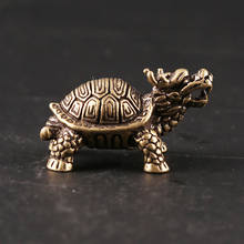 LLavero de cobre hecho a mano con forma de tortuga y Dragón, colgante, decoración de escritorio, adornos de miniaturas, símbolo de longevidad 2024 - compra barato