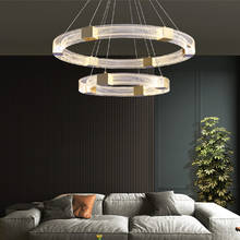 Lustre moderno para sala de estar e sala de jantar, candelabro decorativo dourado com dupla iluminação led para interiores, luz para quarto 2024 - compre barato