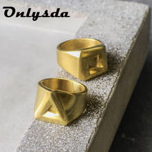 Винтажное кольцо в стиле ретро, модное Золотое квадратное кольцо, эксклюзивное обручальное кольцо для мужчин и женщин, ювелирные изделия, подарок OSR186Gold 2024 - купить недорого
