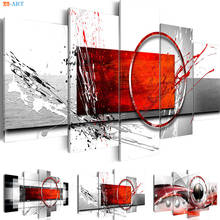 Canvas Art 5 Panel Abstract Painting Prints Poster Red Wall Art Modern Wall Pictures for Living Room Home Office Decor 2024 - buy cheap