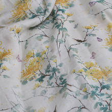 High end ramie fabric Yellow chrysanthemum printing tissu Shirt dress DIY handmade sewing 2024 - buy cheap
