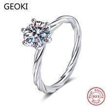 Geoki Passed Diamond Test 1 CT Round Perfect Cut Good Quality Moissanite Rattan Ring 925 Sterling Silver Diamond Wedding Rings 2024 - buy cheap