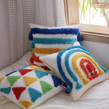 Rainbow Decoration Cushion Cover Morocco Style Colorful Pillow Cover 45x45cm/30x50cm Tassels Handmade Home Decorative 2024 - buy cheap