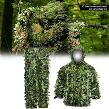 Roupa de camuflagem para exterior ghillie, roupa de selva com folhagem 3d e luz respirável, roupa de camuflagem para uso externo, calças jack 2024 - compre barato