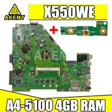 X550WE материнская плата для ноутбука For Asus X550WE X550W X552W тестовая оригинальная материнская плата 4G RAM Radeon R3 A4-5100 2024 - купить недорого