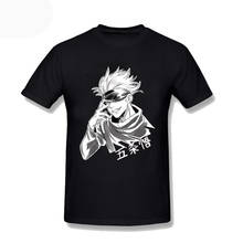 Camiseta masculina de algodão, camiseta anime julongsu kaisen gojo satsuper yuji itadori, manga curta roupas tops preta 3xl 2024 - compre barato