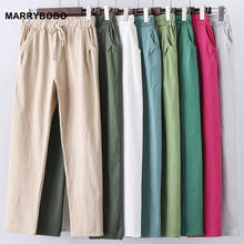 Plus Size Women Cotton Linen High Waist Pants Lady Korean Harem Pants 2020 Casual Drawstring Solid Trousers 2024 - buy cheap