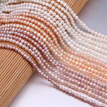 Cuentas de perlas naturales de agua dulce para mujer, cuentas de forma redonda, sueltas, para hacer pulseras y collares de 3-4mm 2024 - compra barato