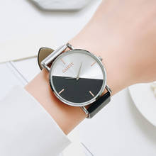 Relógio de pulso feminino, relógio de pulso com borda redonda de ouro rosê de luxo, pulseira de couro, relógio analógico de quartzo para mulheres 2024 - compre barato