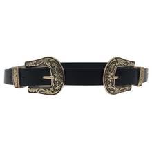 Women Belts Fashion Faux Leather Single/Double Buckle Western Cowgirl Waist Belt Casual Waistband 2024 - buy cheap