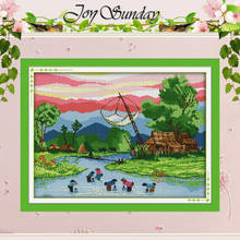 Fishing Patterns Counted Cross Stitch 11CT 14CT Cross Stitch Set Wholesale Chinese Cross-stitch Kit Embroidery Needlework 2024 - buy cheap