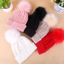 Cute Faux Fur Pom Poms Knitted Hat Skullies Beanies Caps for Children Kids Girls Lovely Winter Warm Beanie Hats Bonnet Gorro 2024 - buy cheap