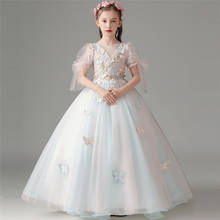 Fantasia princesa ocidental bordada, vestido borboleta festa de aniversário casamento para meninas 2024 - compre barato