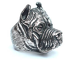 Anel de aço inoxidável da cabeça do cão do anel do cão da cor de prata dos homens originais anel de pug do animal de estimação 2024 - compre barato